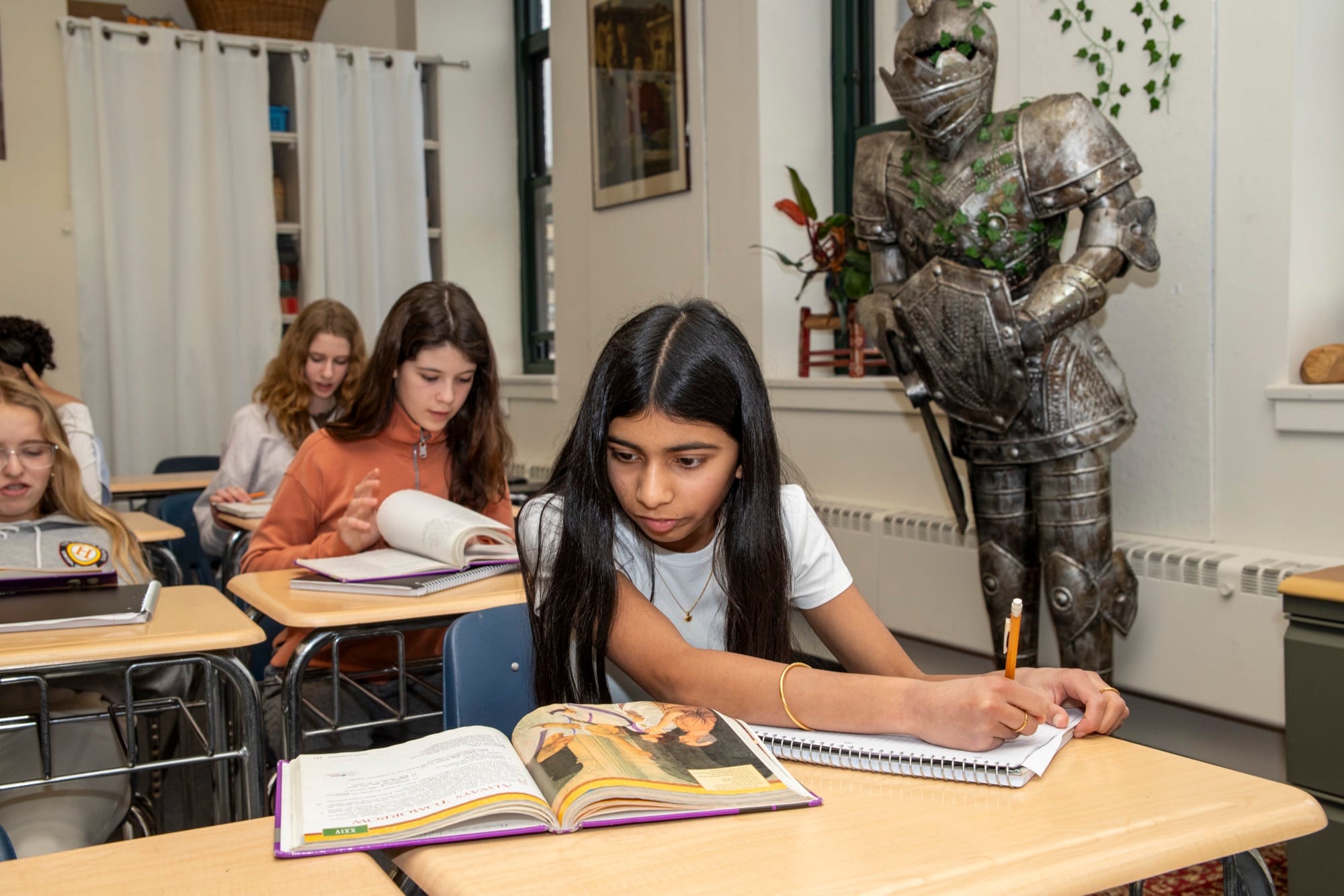 Upper School students studying together